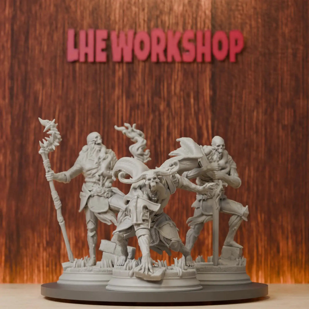28mm Undead Skeleton Warriors, 3 Figures, Resin Model Figure Kit, Fantasy Theme, Unassembled and Unpainted