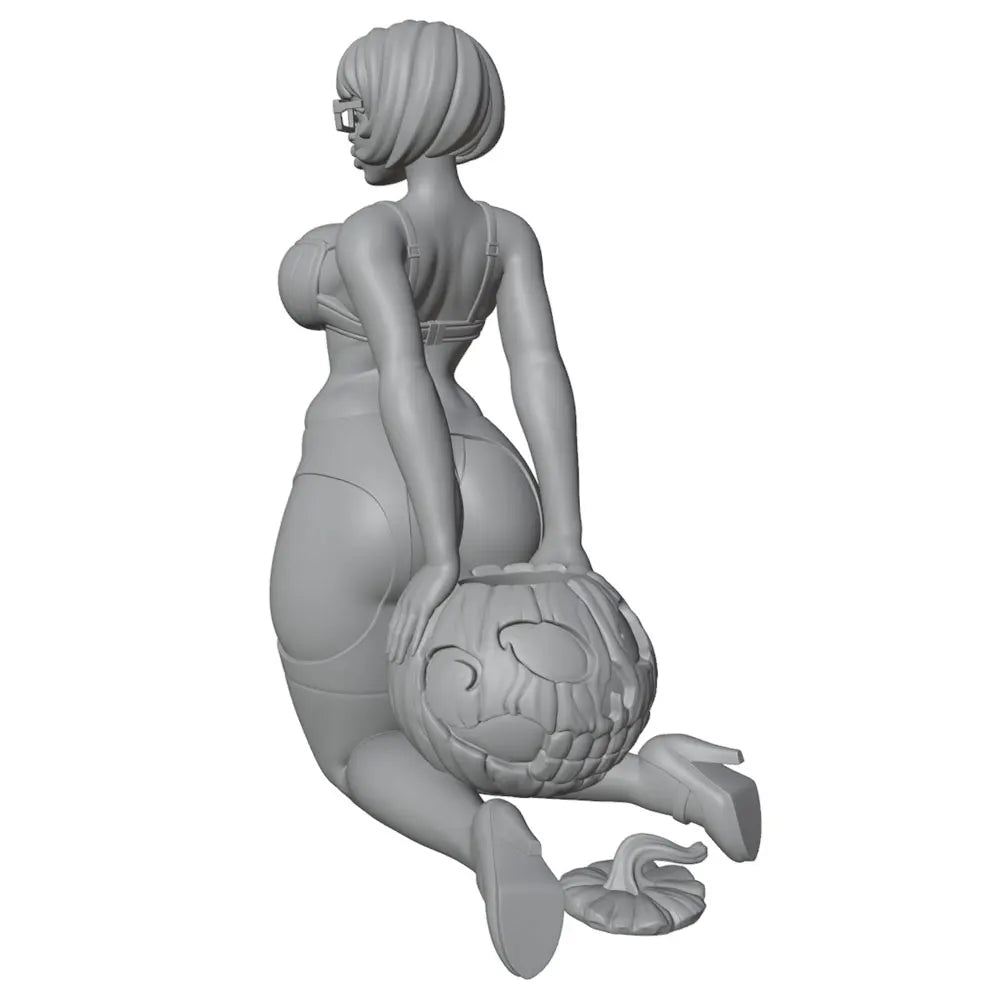 75mm Pin-up Female with Pumpkin, Resin Model Figure Kit, Unassembled and Unpainted