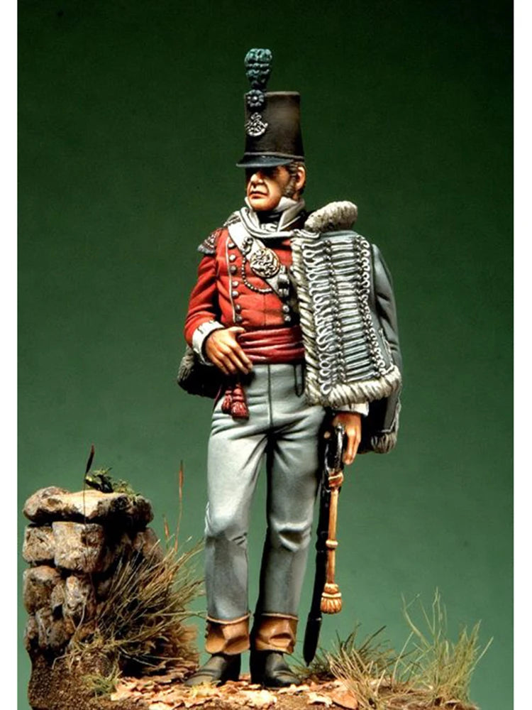 1/32 Napoleonic French Officer in Red Dress Coat, Resin Model Figure Kit, Unassembled and Unpainted