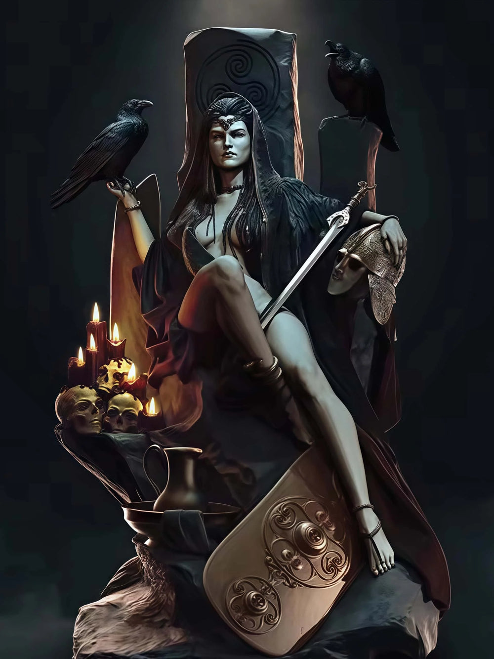 1/24 Dark Fantasy Female Warrior, Resin Model Figure Kit, Fantasy Theme, Unassembled and Unpainted