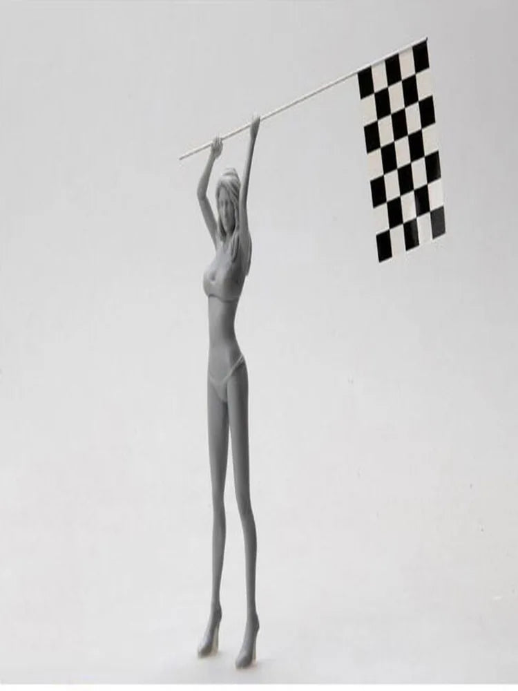 75mm Racing Flagperson, Resin Model Figure Kit, Unassembled and Unpainted