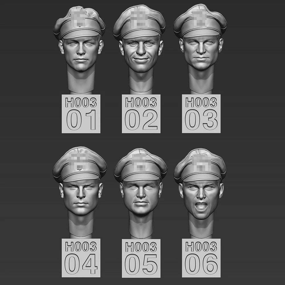 1/35 WWII German Kriegsmarine Sailor Heads, 6 Figures, Resin Model Bust Kit, Unassembled and Unpainted