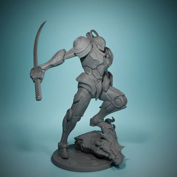 Ornate Demonic Warrior on Beast Base, Resin Model Figure Kit, Fantasy Theme, Unassembled and Unpainted