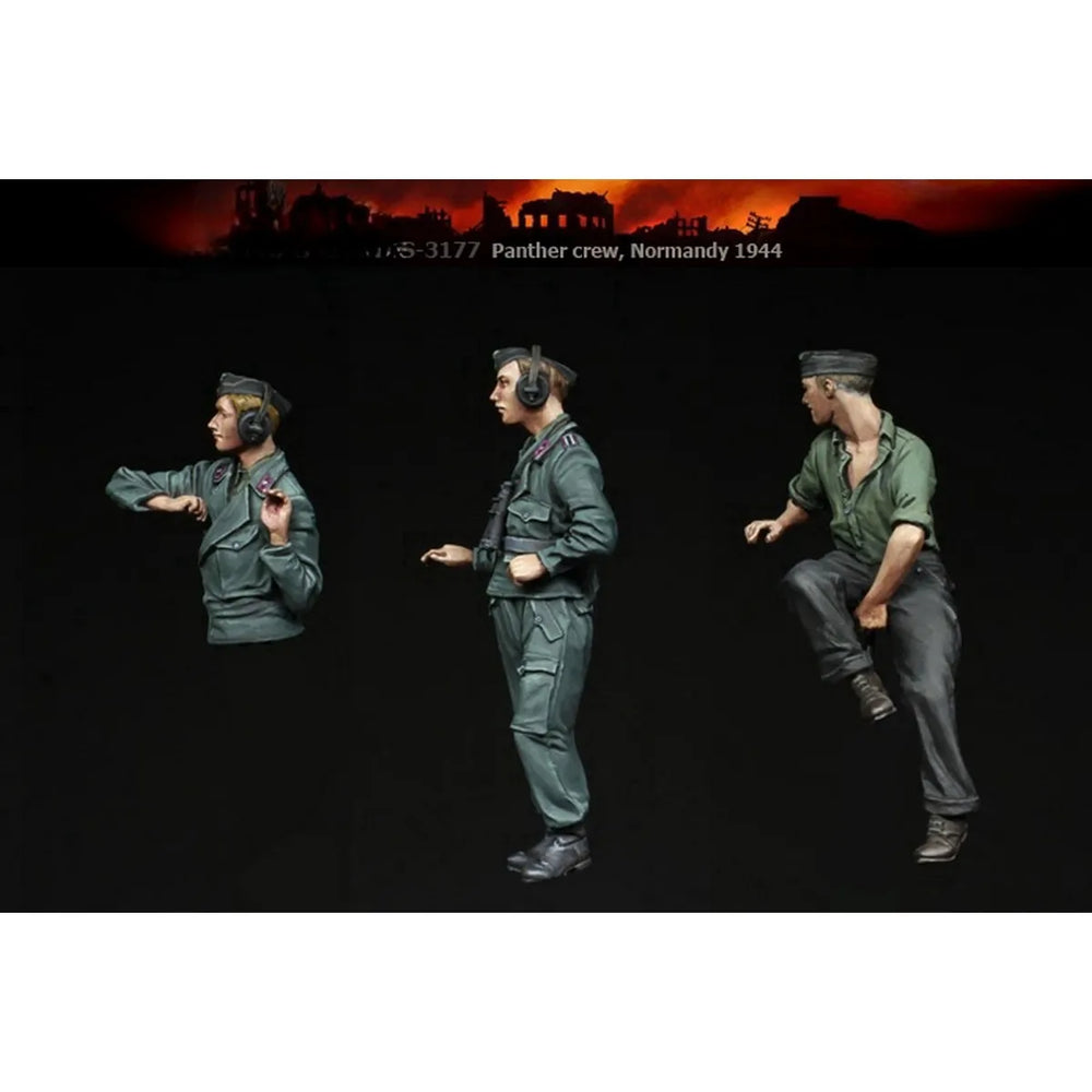 1/35 WWII German Panther Commander Crew Normandy 1944, 3 Figures, Resin Model Figure Kit, Unassembled and Unpainted