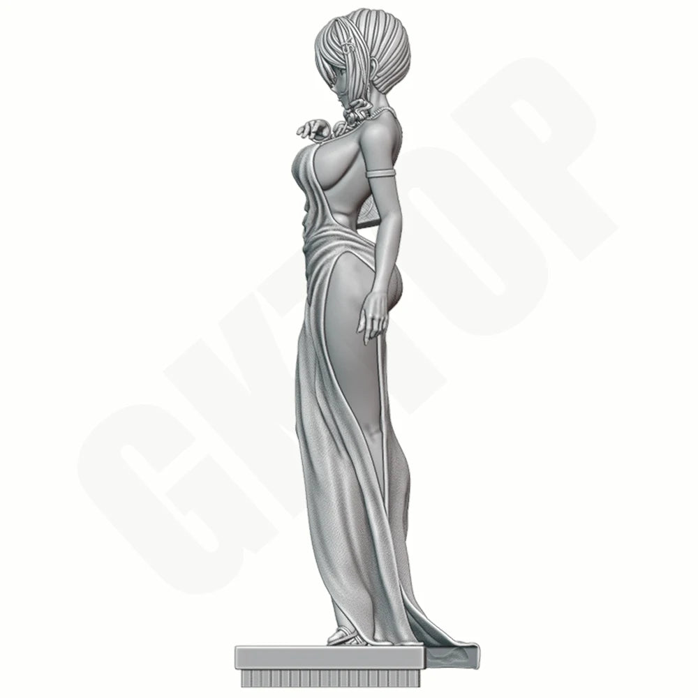 1/24 Girl in Silver Dress, Resin Model Figure Kit, Anime Theme, Unassembled and Unpainted