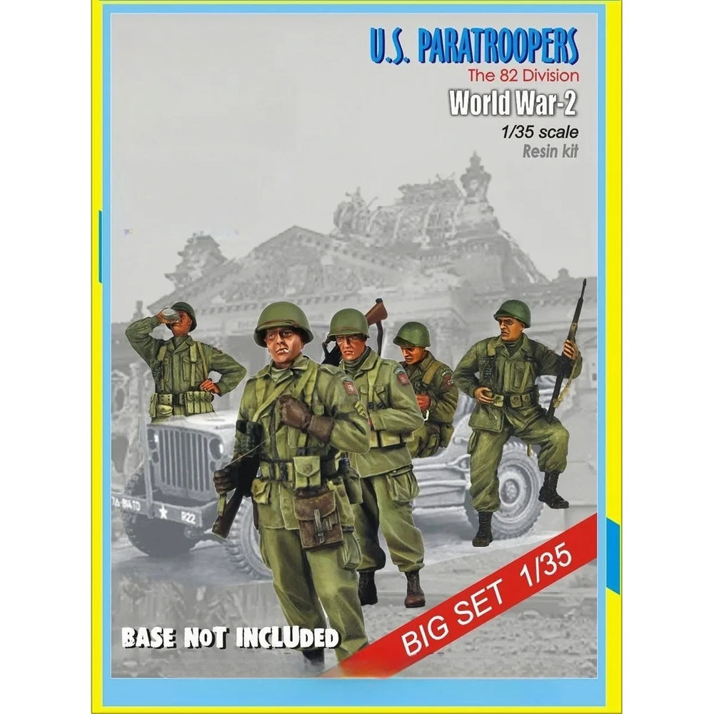 1/35 WWII US Airborne Squad in Combat Assault, 5 Figures, Resin Model Figure Kit, Unassembled and Unpainted