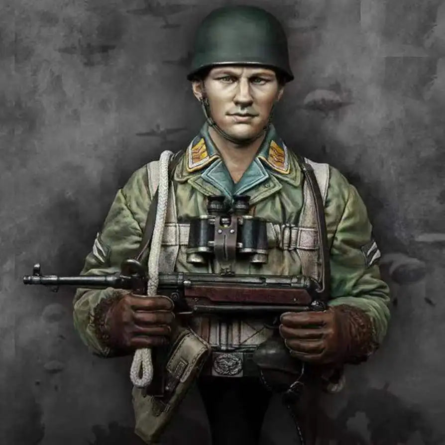 1/10 WWII German Paratrooper, Resin Model Bust Kit, Unassembled and Unpainted
