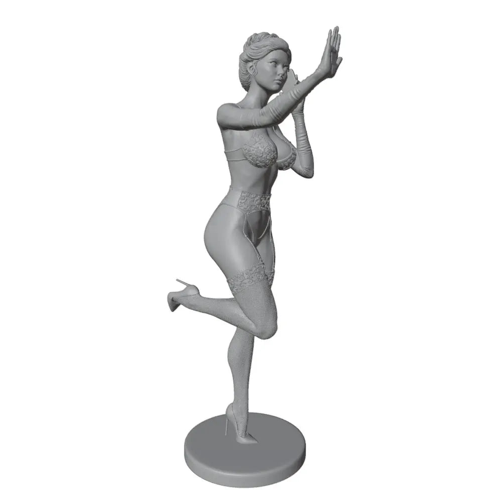75mm Pin-up Girl Leaping with Waving Hand, Resin Model Figure Kit, Unassembled and Unpainted