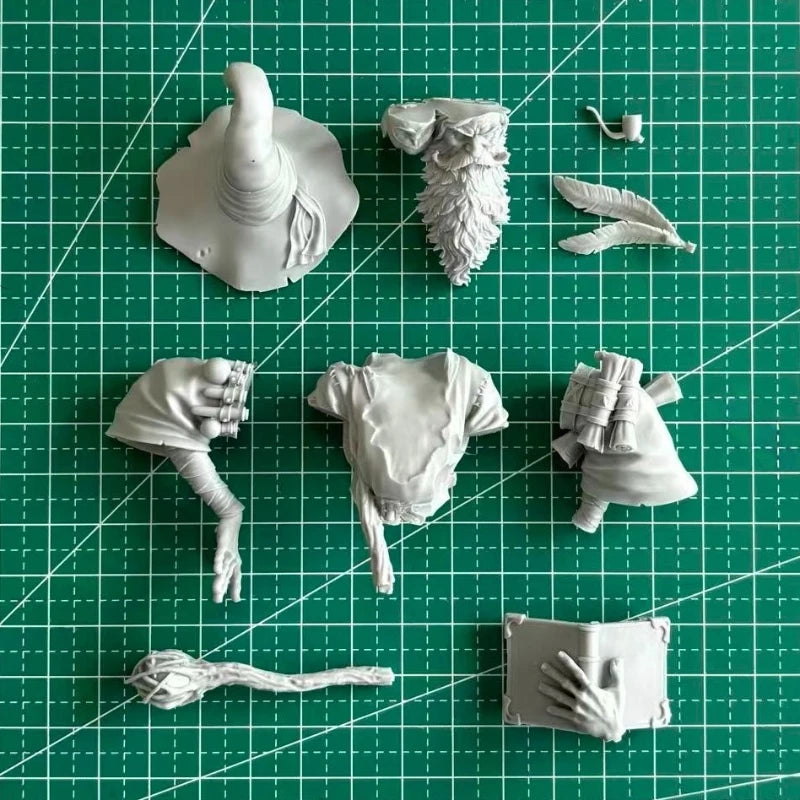 76mm Wizard with Owl Staff, Resin Model Bust Kit, Fantasy Theme, Unassembled and Unpainted