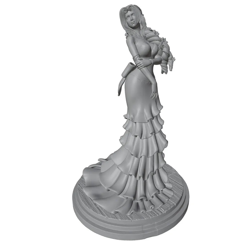 1/24 Woman in Ornate Tiered Gown Holding Creature, Resin Model Figure Kit, Unassembled and Unpainted
