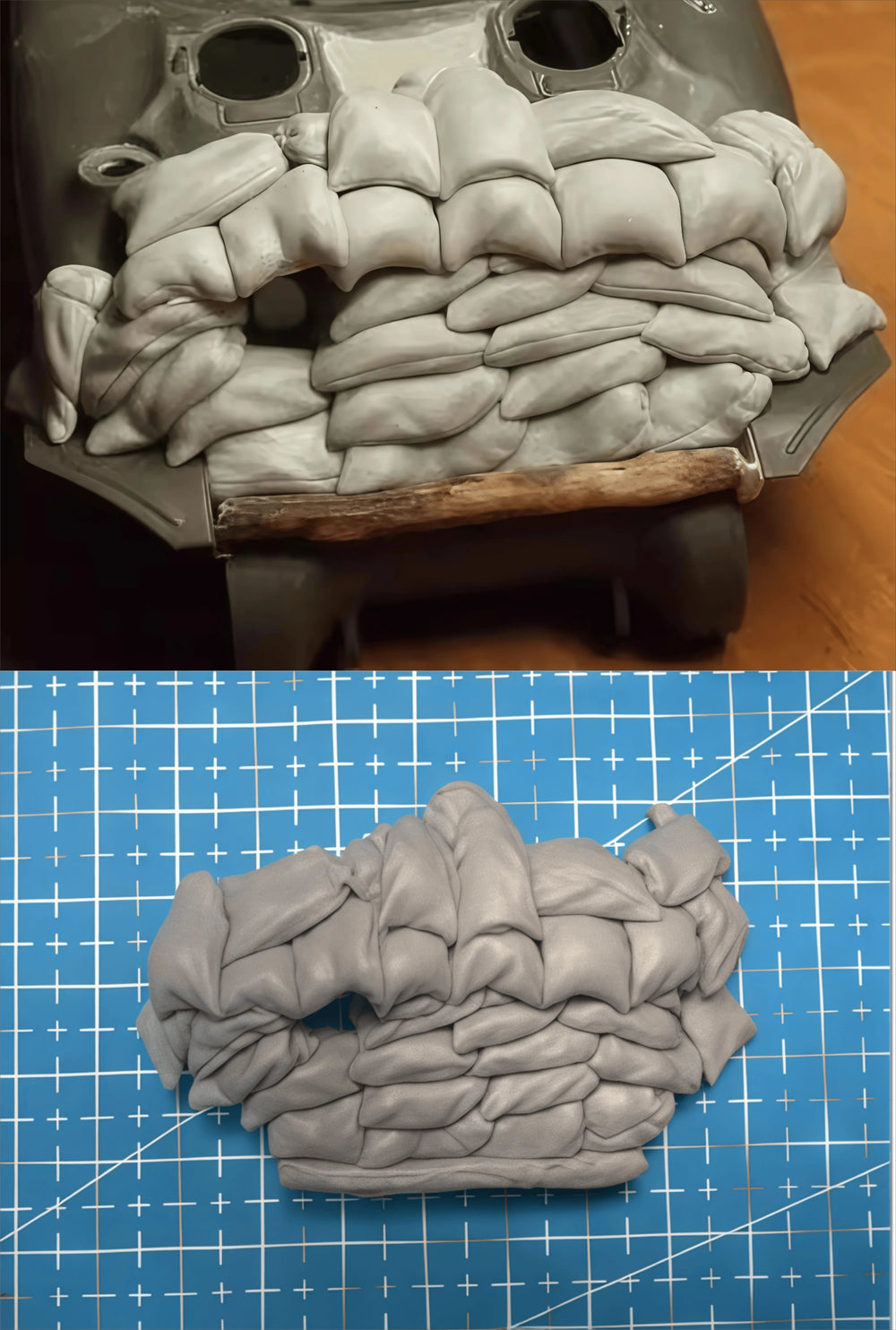 1/35 WWII American M4A1 Sherman Sandbag Fortification, Resin Model Terrain Kit, Unpainted
