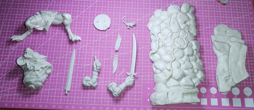 1/24 Warriors with Ornate Armor, 4 Figures, Resin Model Figure Kit, Fantasy Theme, Unassembled and Unpainted