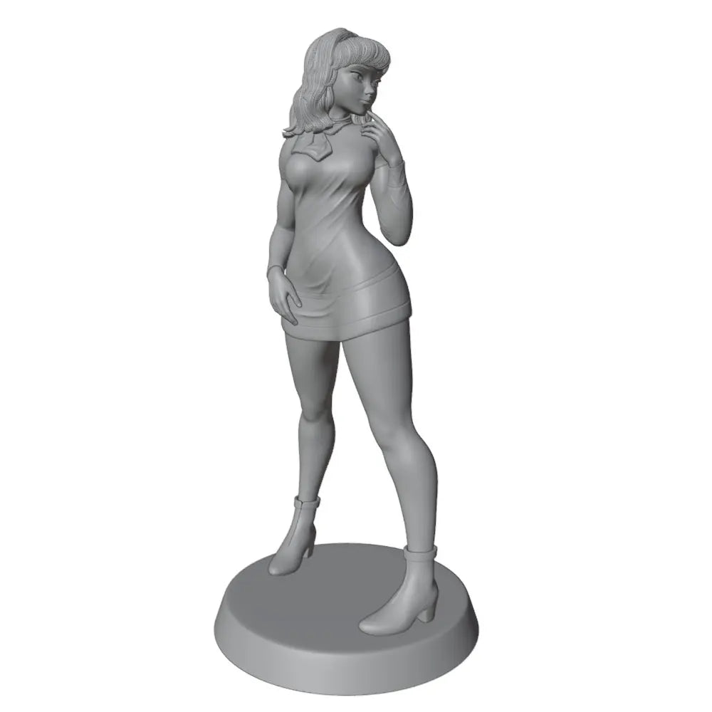 1/24 Standing Pin-up in Short Dress, Resin Model Figure Kit, Unassembled and Unpainted