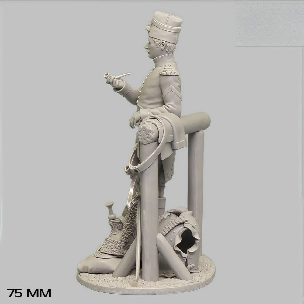 75mm Napoleonic French Cavalry Officer, Resin Model Bust Kit, Unassembled and Unpainted