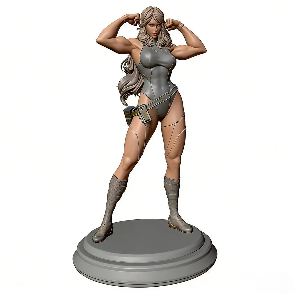 75mm Long-Haired Fantasy Warrior Flexing, Resin Model Figure Kit, Unassembled and Unpainted