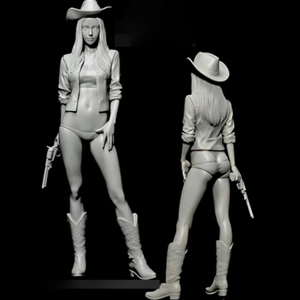 1/12 Western Cowboy Girl, Resin Model Figure Kit, Unassembled and Unpainted