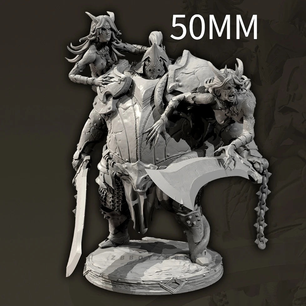 75mm Witch on Beast, Resin Model Figure Kit, Fantasy Theme, Unassembled and Unpainted