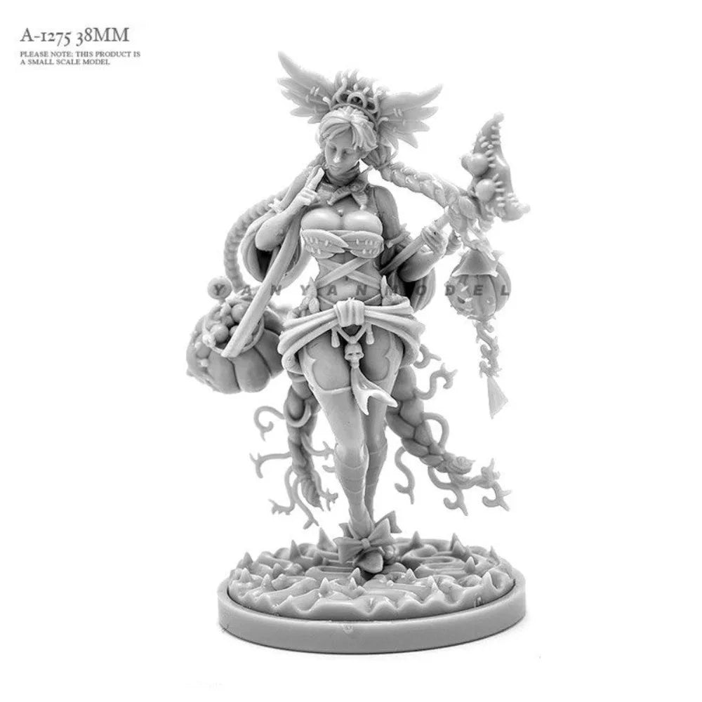 38mm Medieval Fantasy Female Mage, Resin Model Figure Kit, Unassembled and Unpainted