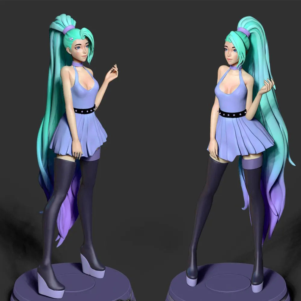 1/24 Girl with Long Flowing Hair, Resin Model Figure Kit, Anime Theme, Unassembled and Unpainted