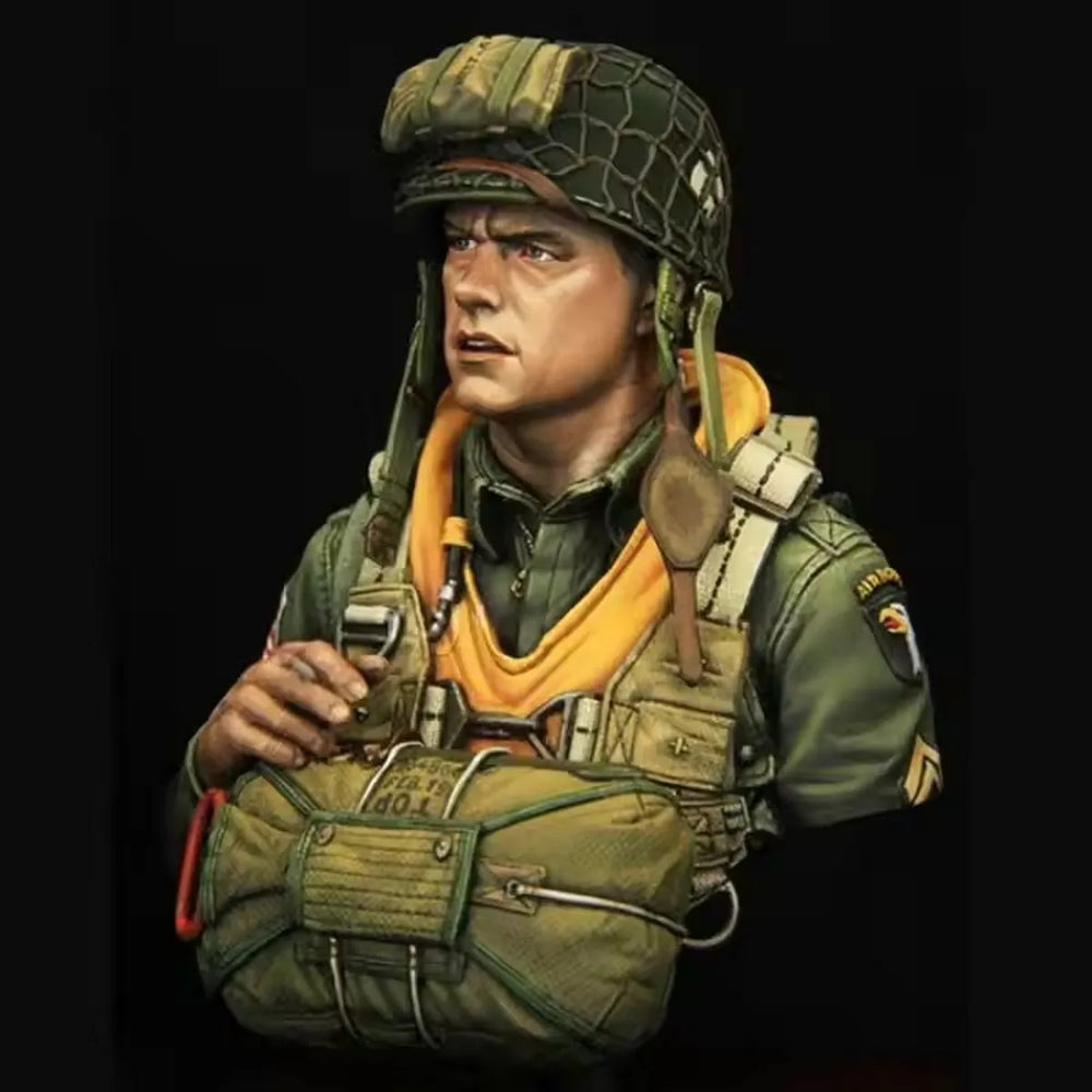1/10 WWII US 101st Airborne Paratrooper, Resin Model Bust Kit, Unassembled and Unpainted