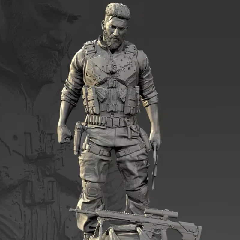 90mm Modern Combat Rifleman with Tactical Body Armor, Resin Model Figure Kit, Unassembled and Unpainted