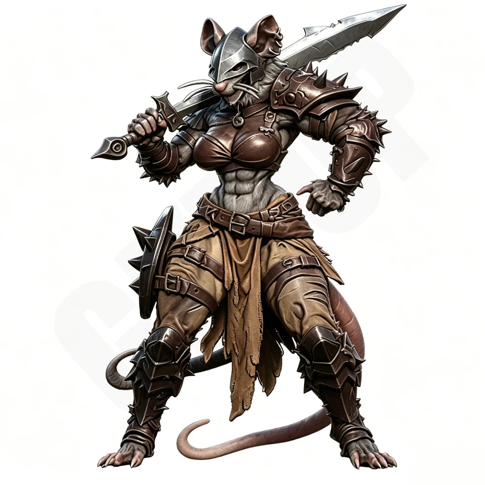 1/24 Armored Rat Warrior, Resin Model Figure Kit, Fantasy Theme, Unassembled and Unpainted