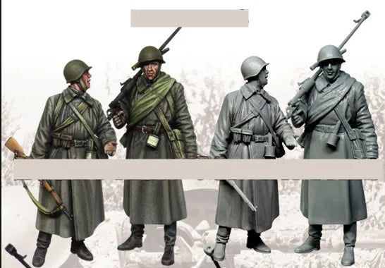 1/35 WWII German Riflemen in Winter Greatcoats, 12 Figures, Resin Model Figure Kit, Unassembled and Unpainted