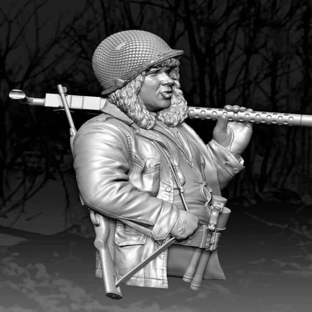 1/10 WWII American Machine Gunner, Resin Model Figure Kit, Unassembled and Unpainted