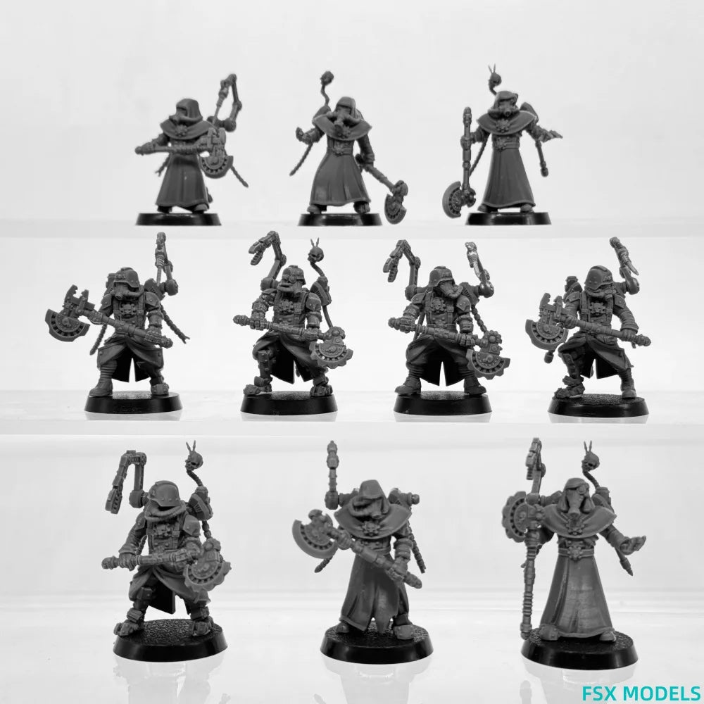 Grim Guard Tech Engineers, 12 Figures, Resin Model Figure Kit, Unassembled and Unpainted