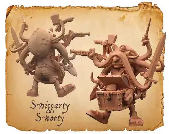 32mm Pirate & Octopus Fantasy, 3 Figures, Resin Model Figure Kit, Fantasy Theme, Unassembled and Unpainted