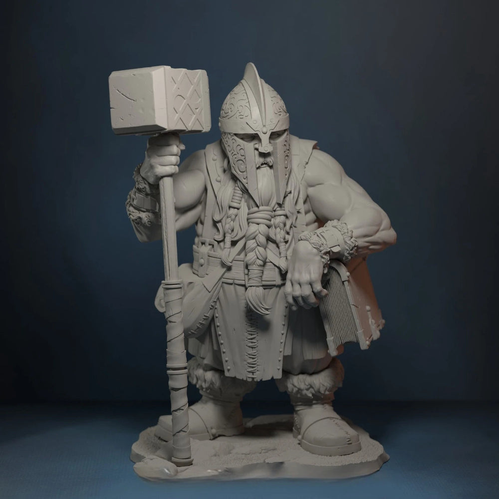 1/24 Armored Dwarf Warrior with Battle Axe, Resin Model Figure Kit, Fantasy Theme, Unassembled and Unpainted