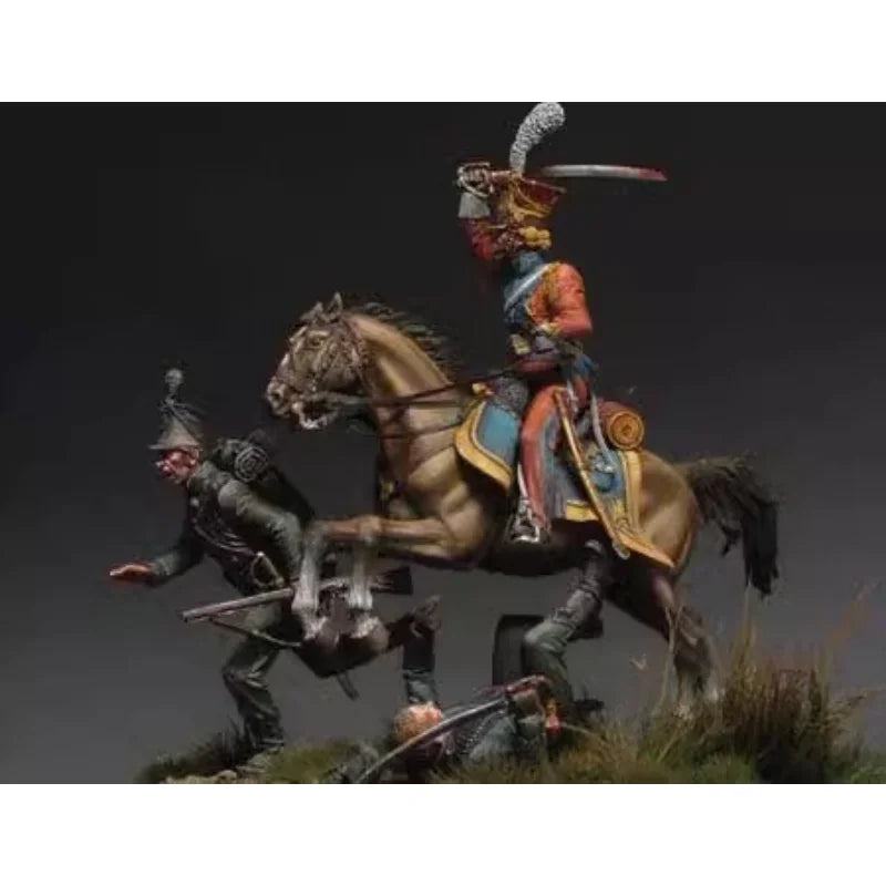 60mm Napoleonic Cavalry Soldiers, 3 Figures, Resin Model Figure Kit, Unassembled and Unpainted