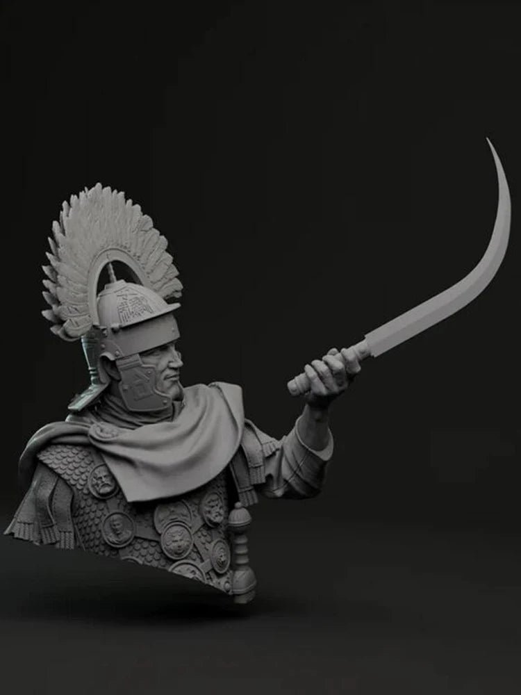 1/10 Ancient Roman Officer in Plumed Helmet, Resin Model Bust Kit, Unassembled and Unpainted