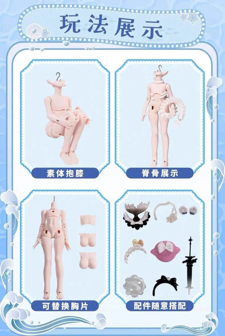 1/12 Ocean Gem BJD Collectible Doll, Resin Model Figure Kit, Anime Theme, Unassembled and Unpainted