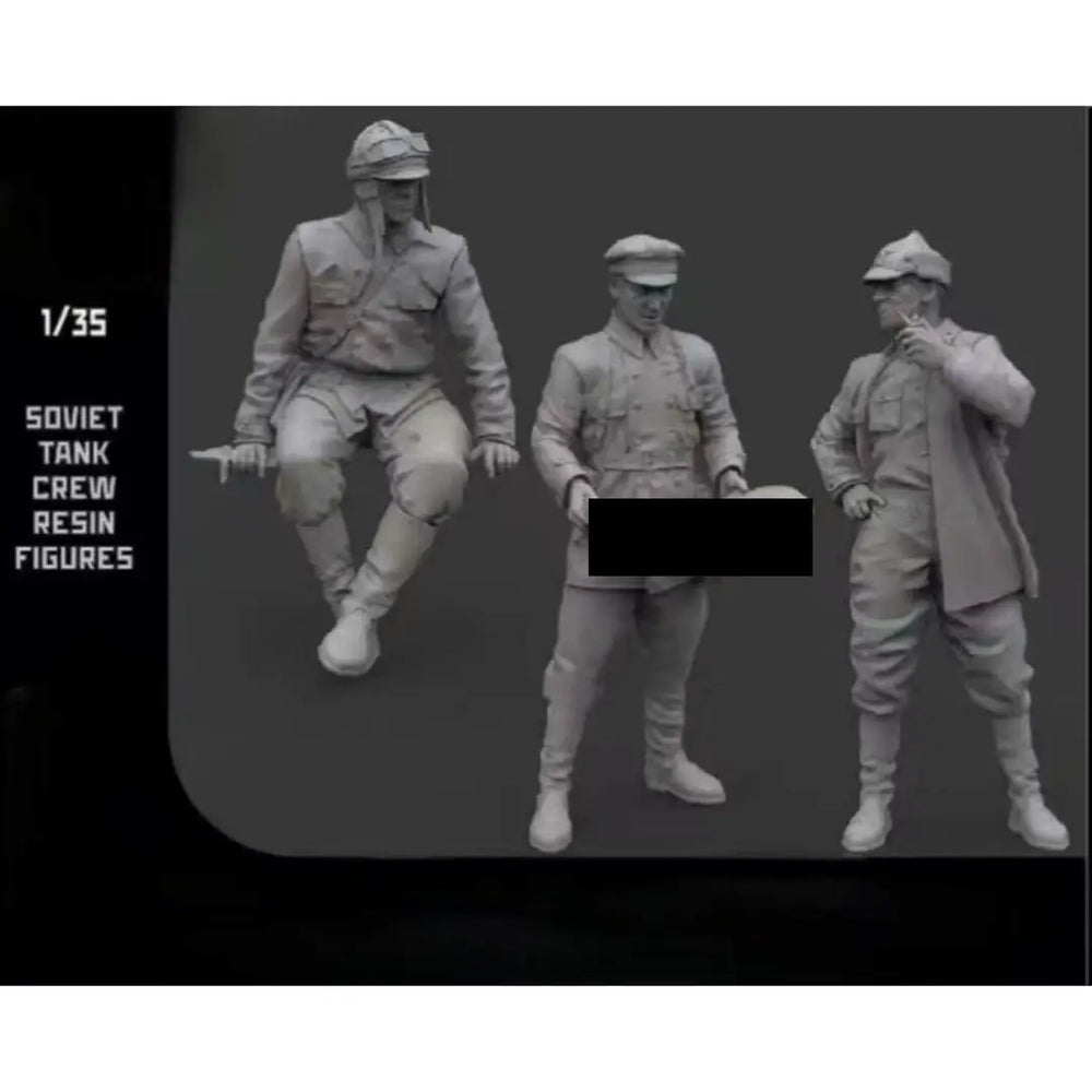 1/35 WWII Soviet Tank Crew with Dogs, 3 Figures, Resin Model Figure Kit, Unassembled and Unpainted