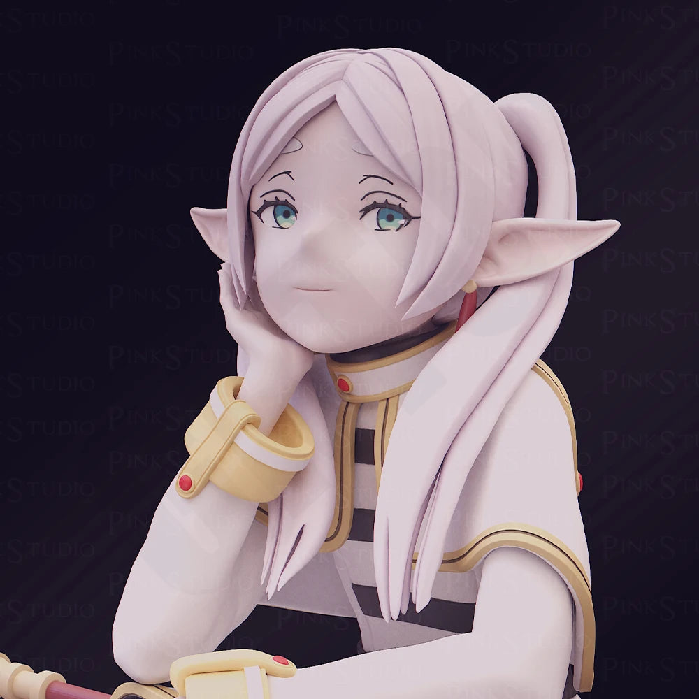 1/24 Female Elf with Pink Hair in Yellow Coat, Resin Model Figure Kit, Fantasy Theme, Unassembled and Unpainted