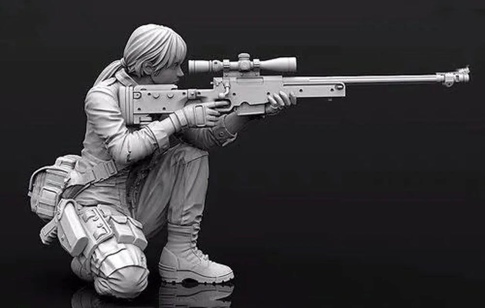 1/35 Modern Tactical Operator Aiming Scoped Rifle, Resin Model Figure Kit, Unassembled and Unpainted
