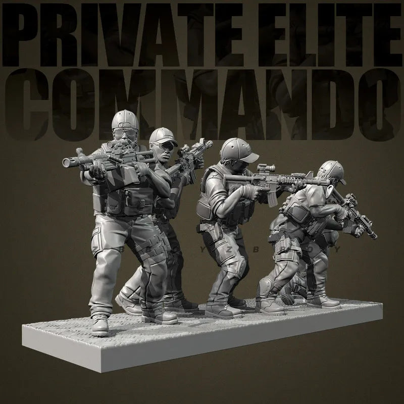 50mm Modern Special Forces Commandos, 5 Figures, Resin Model Figure Kit, Unassembled and Unpainted