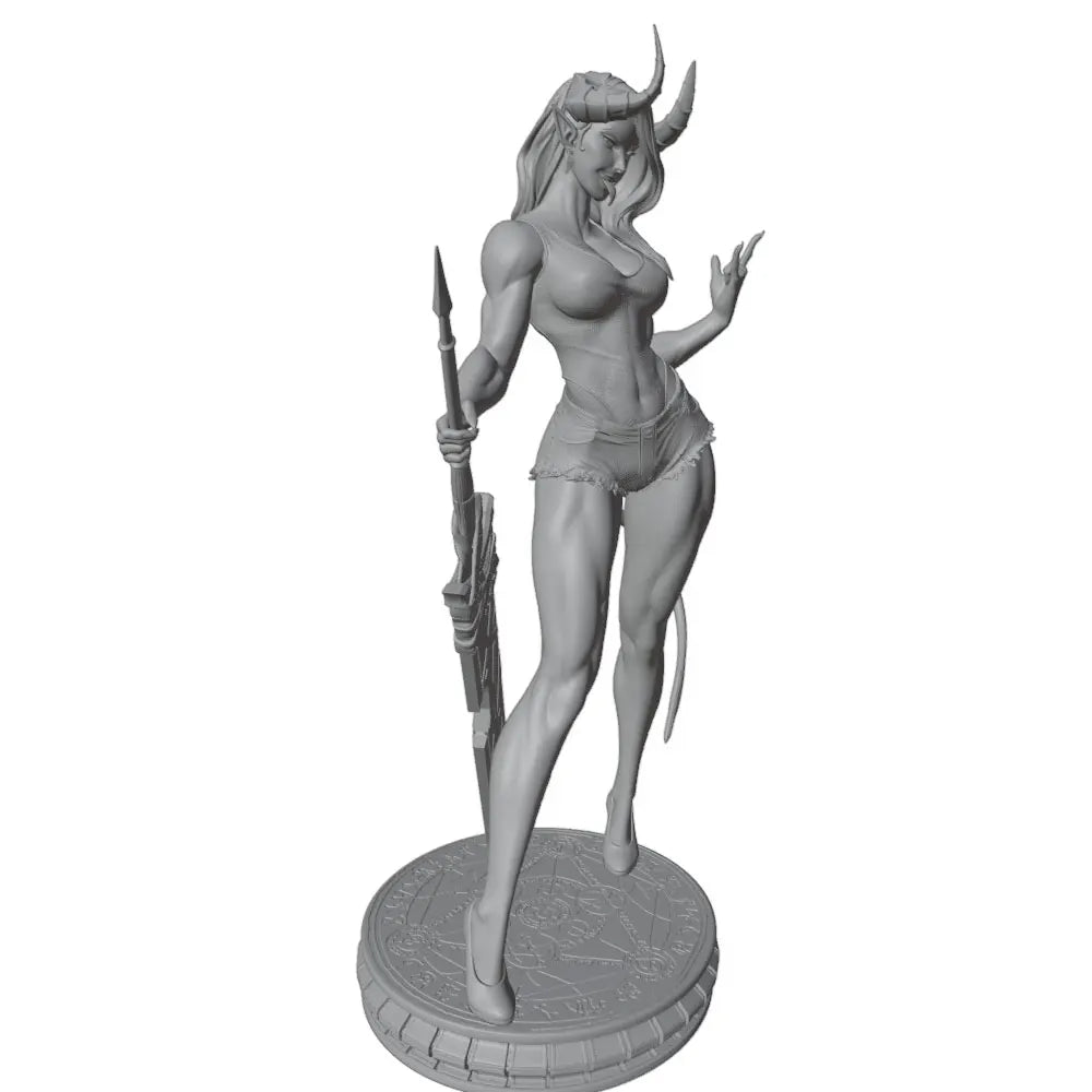 1/24 Demon Warrior with Curved Horns and Greatsword, Resin Model Figure Kit, Fantasy Theme, Unassembled and Unpainted