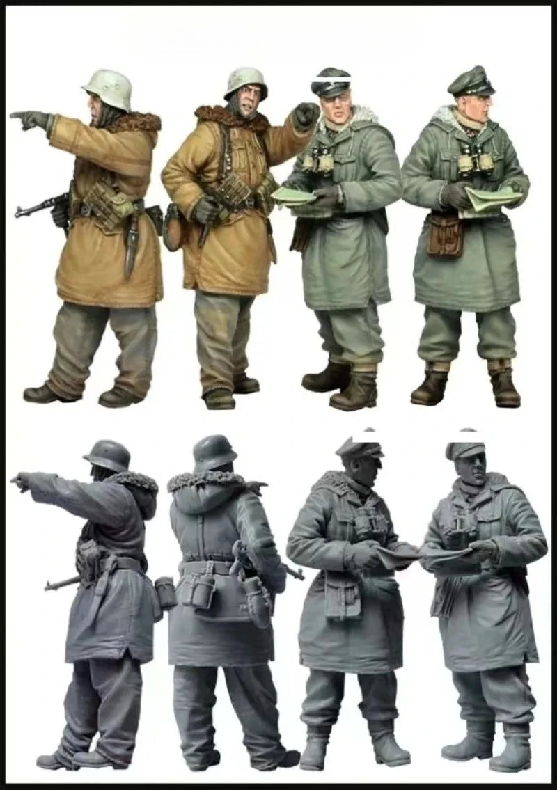 1/35 WWII Military Officers and Soldiers, 8 Figures, Resin Model Figure Kit, Unassembled and Unpainted