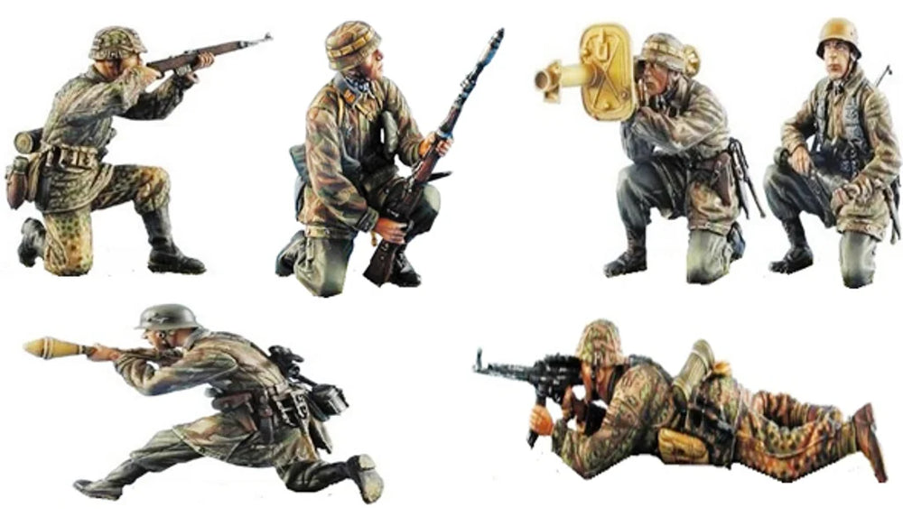1/35 WWII German Infantry Squad Attacking, 6 Figures, Resin Model Figure Kit, Unassembled and Unpainted