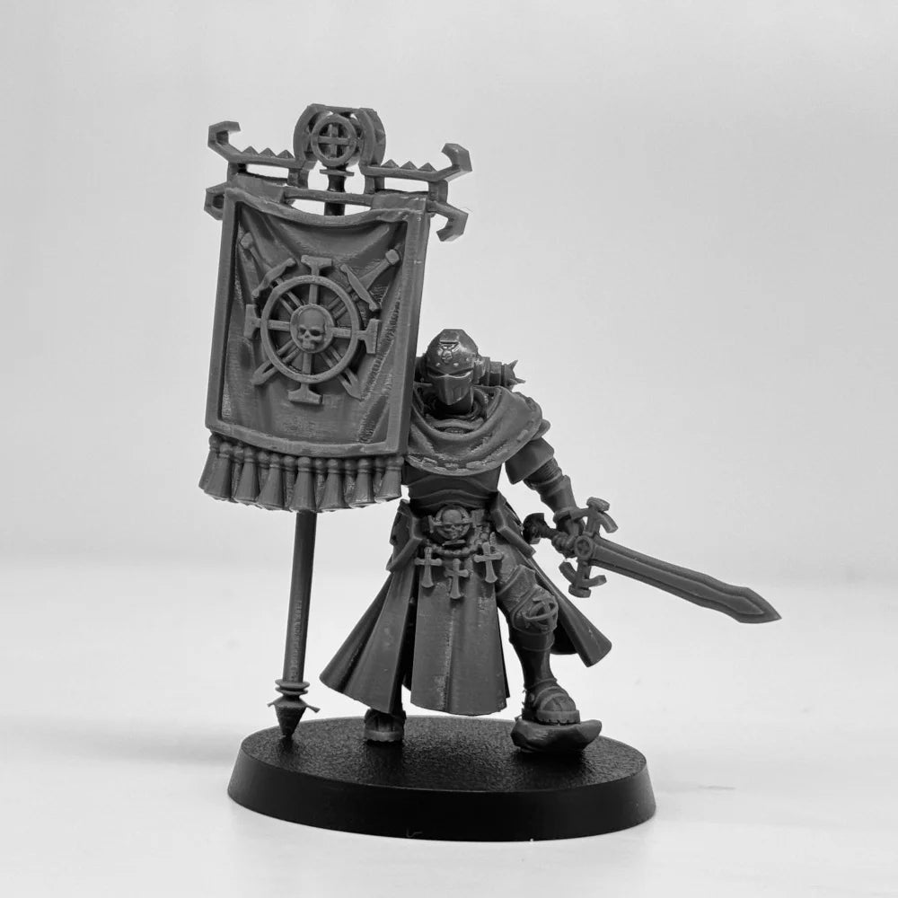 Vodalites Flag Bearer Warrior, Resin Model Figure Kit, Fantasy Theme, Unassembled and Unpainted