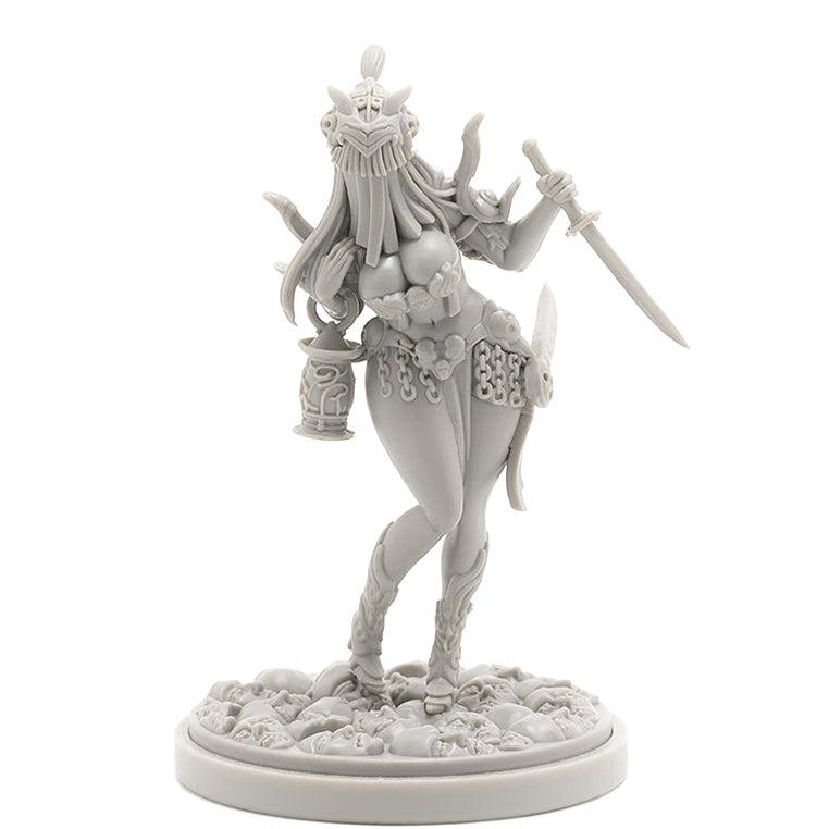 30mm Warrior Mage, Resin Model Figure Kit, Fantasy Theme, Unassembled and Unpainted