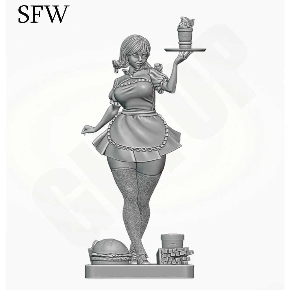 1/24 Waitress Maid, Resin Model Figure Kit, Anime Theme, Unassembled and Unpainted