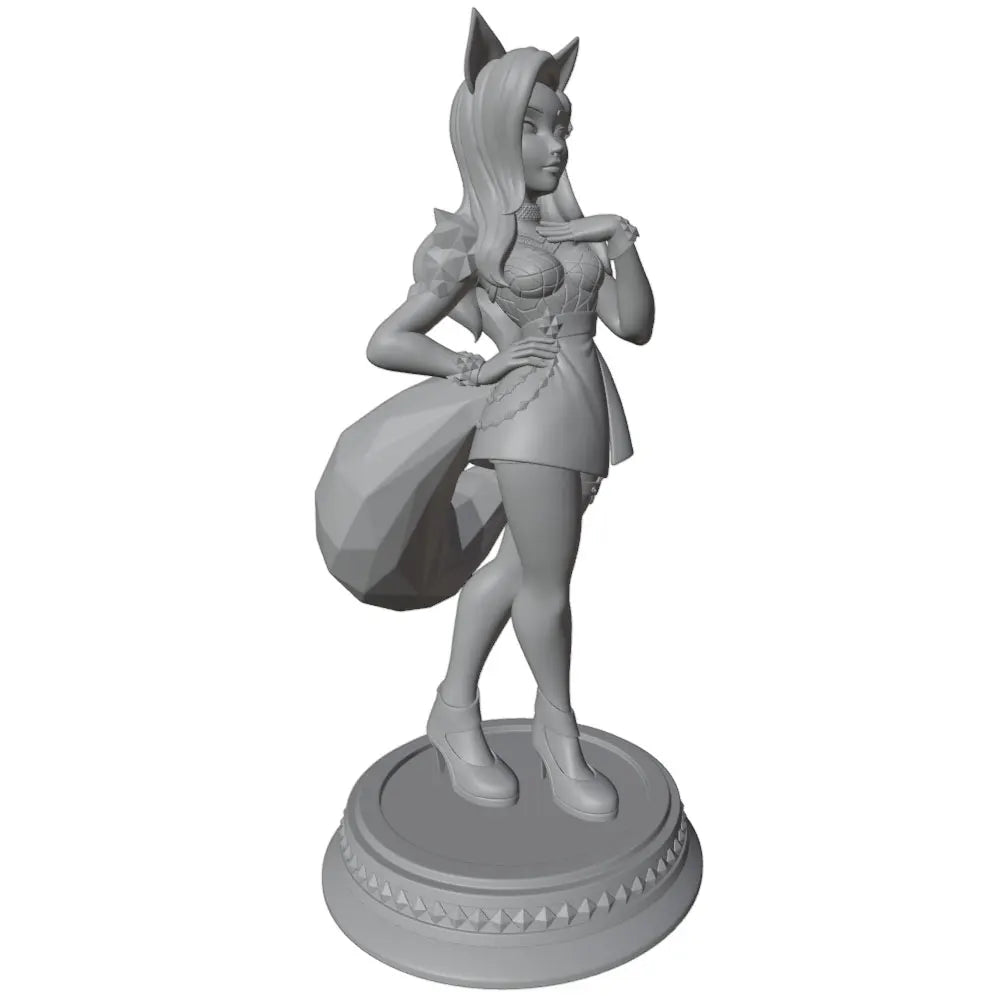 1/24 Fox Girl in Blue Top and Skirt with Tail, Resin Model Figure Kit, Anime Theme, Unassembled and Unpainted