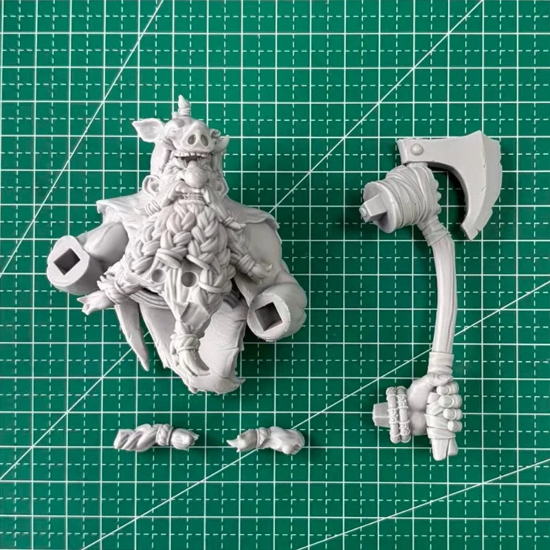 60mm Boarhead Dwarf Berserker, Resin Model Bust Kit, Fantasy Theme, Unassembled and Unpainted