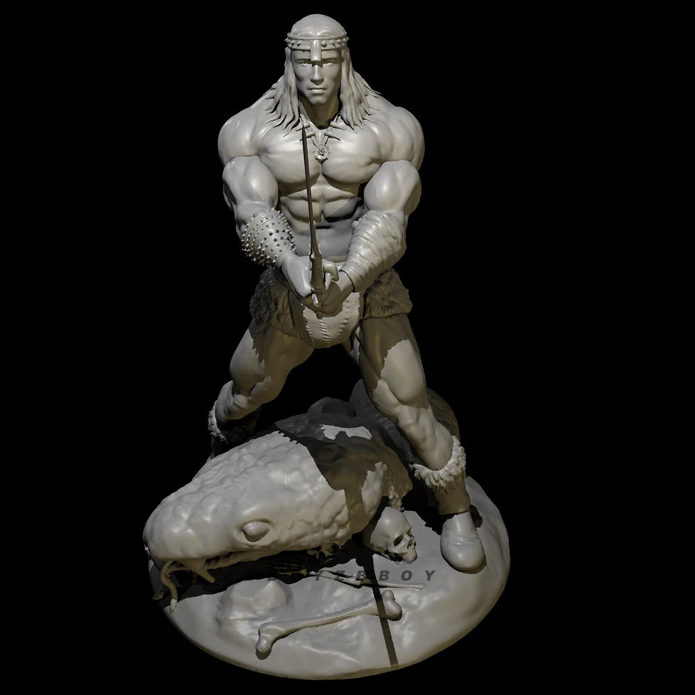 75mm Barbarian Fantasy Warrior, Resin Model Figure Kit, Fantasy Theme, Unassembled and Unpainted