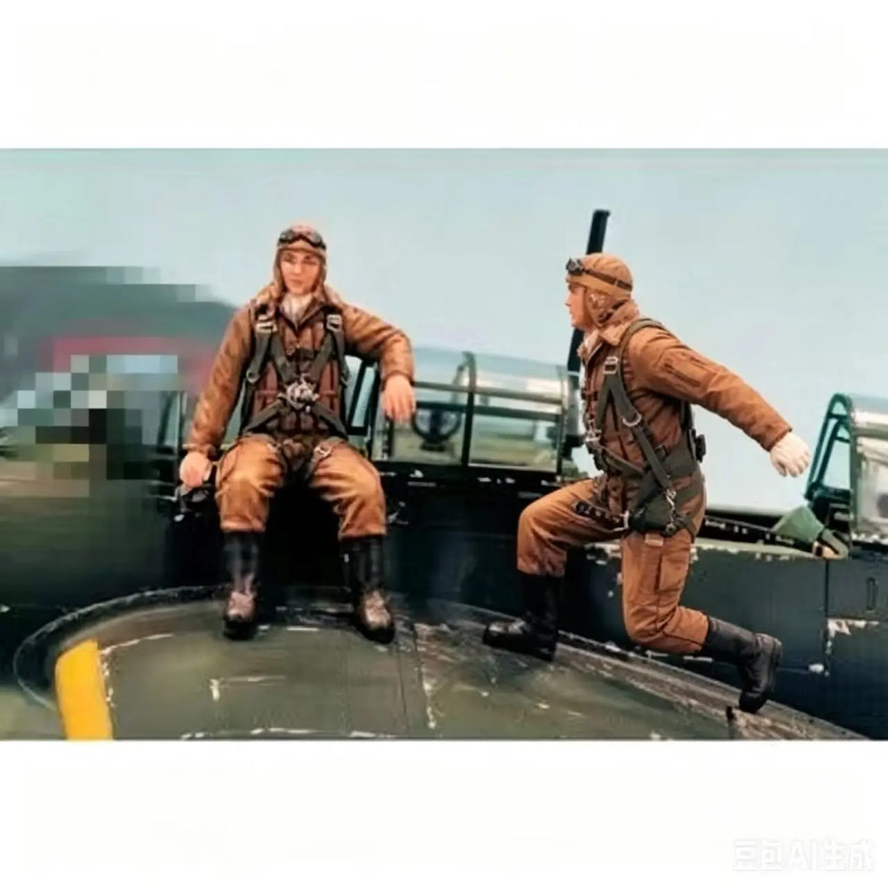 1/48 WWII Aircraft Crew Pilots, 3 Figures, Resin Model Figure Kit, Unassembled and Unpainted