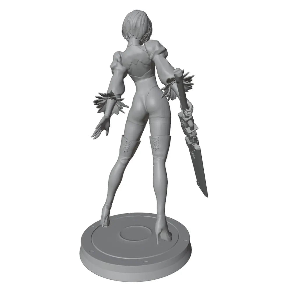 1/24 Female Anime Warrior with Ornate Winged Swords, Resin Model Figure Kit, Anime Theme, Unassembled and Unpainted