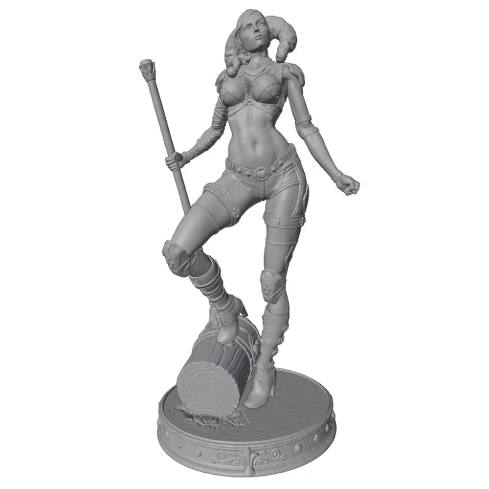 1/24 Female Warrior with Baseball Bat, Resin Model Figure Kit, Fantasy Theme, Unassembled and Unpainted